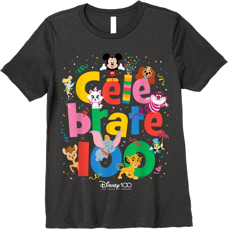 Disney 100 - Disney - Celebrate 100 Years Of Wonder T Shirts Dark Heather