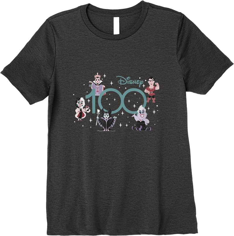 Disney 100 Disney Villains 100th Anniversary Muted Cute D100 T Shirts Dark Heather
