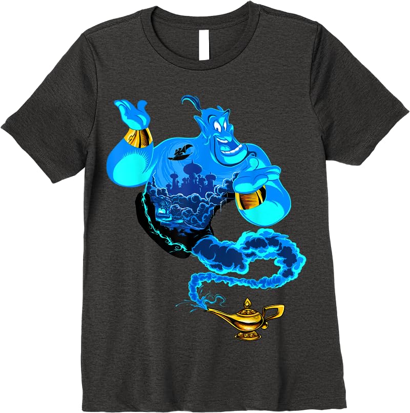 Disney Aladdin Genie Portrait Agrabah Fill T Shirts Dark Heather Disney Aladdin Genie Portrait Agrabah Fill T Shirts Dark Heather