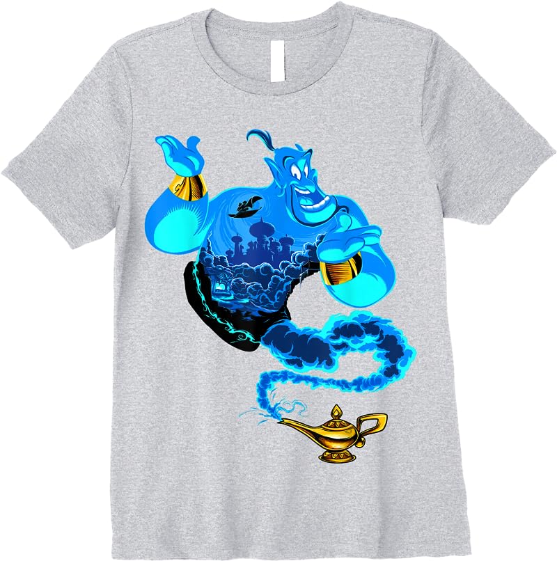 Disney Aladdin Genie Portrait Agrabah Fill T Shirts Sport Grey Disney Aladdin Genie Portrait Agrabah Fill T Shirts Sport Grey