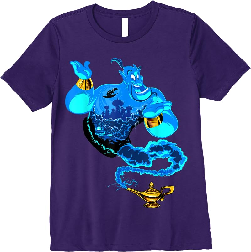 Disney Aladdin Genie Portrait Agrabah Fill T Shirts Purple Disney Aladdin Genie Portrait Agrabah Fill T Shirts Purple