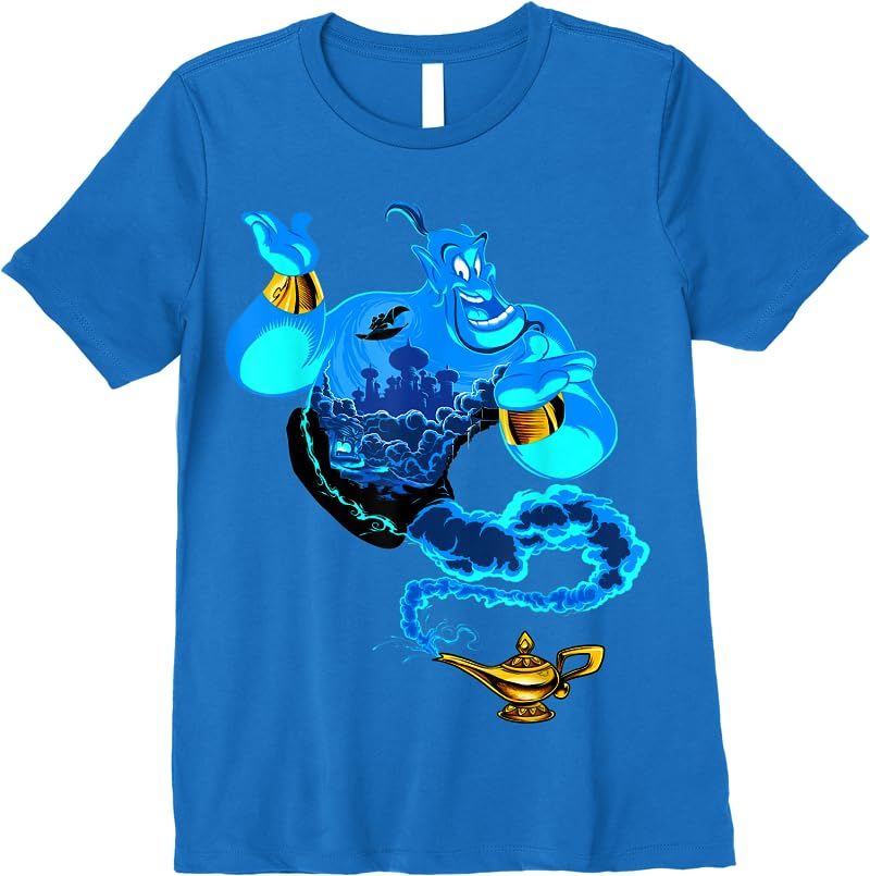 Disney Aladdin Genie Portrait Agrabah Fill T Shirts Royal Blue Disney Aladdin Genie Portrait Agrabah Fill T Shirts Royal Blue