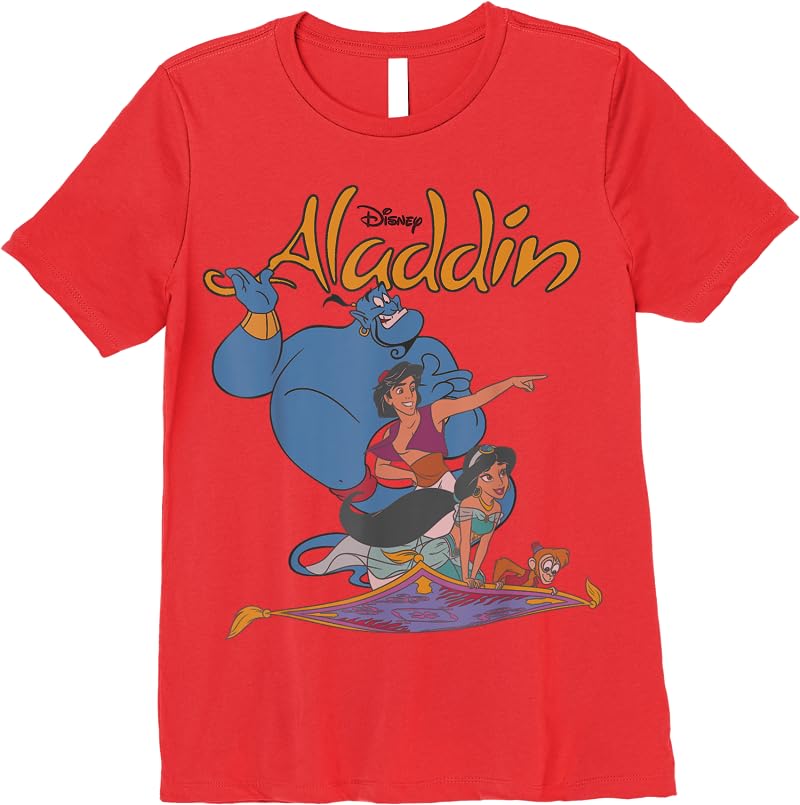 Disney Aladdin Vintage Group Shot Logo T Shirts Red