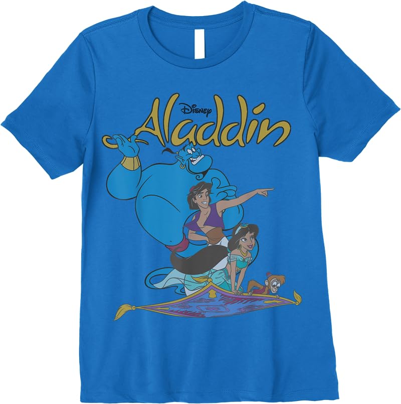 Disney Aladdin Vintage Group Shot Logo T Shirts Royal Blue