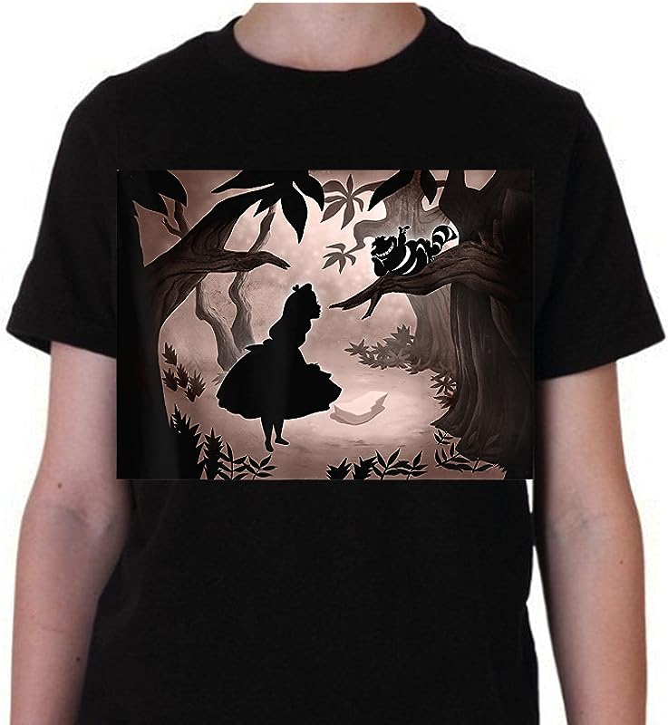 Disney Alice In Wonderland Silhouette T-Shirts Featuring Alice & Cheshire Cat Disney Alice In Wonderland Silhouette T-Shirts Featuring Alice & Cheshire Cat