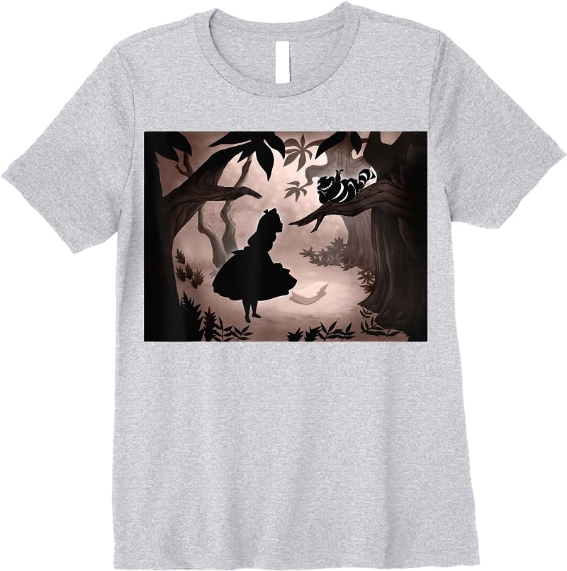 Disney Alice In Wonderland Alice And Cheshire Cat Silhouette T Shirts Sport Grey Disney Alice In Wonderland Alice And Cheshire Cat Silhouette T Shirts Sport Grey