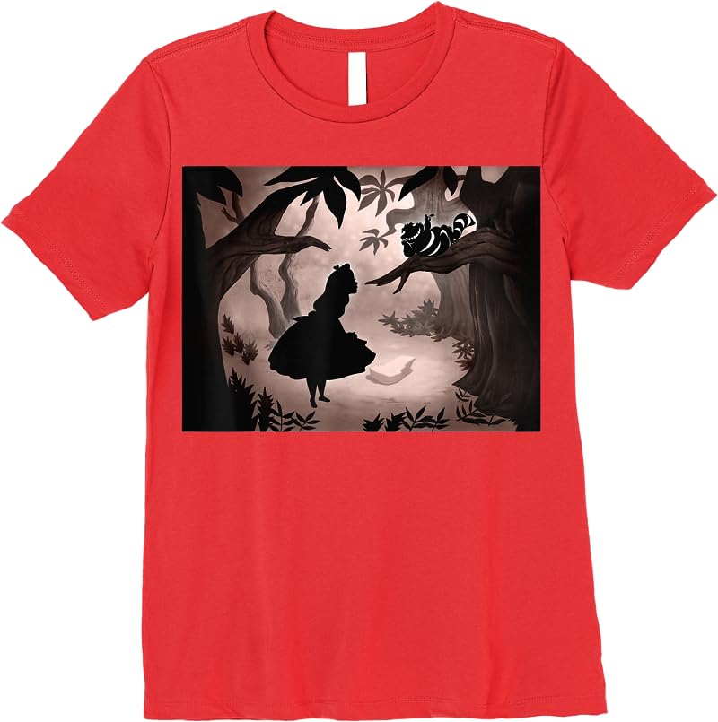 Disney Alice In Wonderland Alice And Cheshire Cat Silhouette T Shirts Red Disney Alice In Wonderland Alice And Cheshire Cat Silhouette T Shirts Red