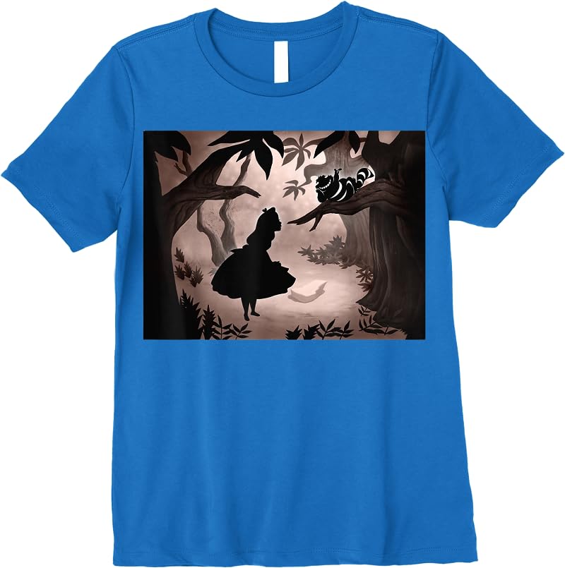 Disney Alice In Wonderland Alice And Cheshire Cat Silhouette T Shirts Royal Blue Disney Alice In Wonderland Alice And Cheshire Cat Silhouette T Shirts Royal Blue