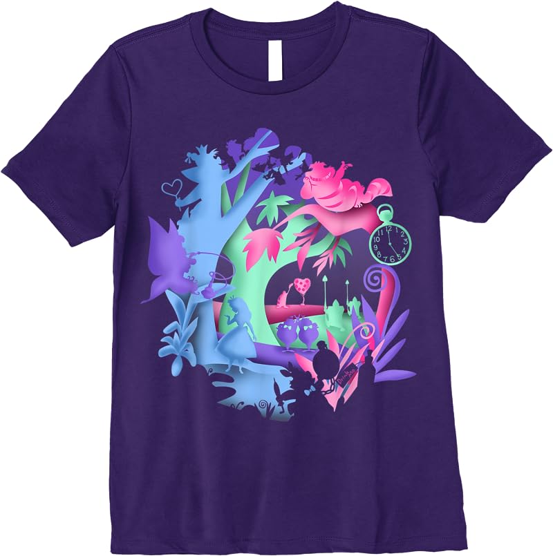 Disney Alice In Wonderland Neon Forest Silhouette T Shirts Purple Disney Alice In Wonderland Neon Forest Silhouette T Shirts Purple