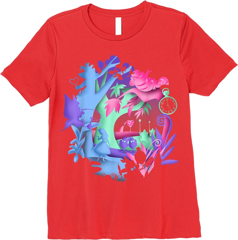 Disney Alice In Wonderland Neon Forest Silhouette T Shirts Red Disney Alice In Wonderland Neon Forest Silhouette T Shirts Red