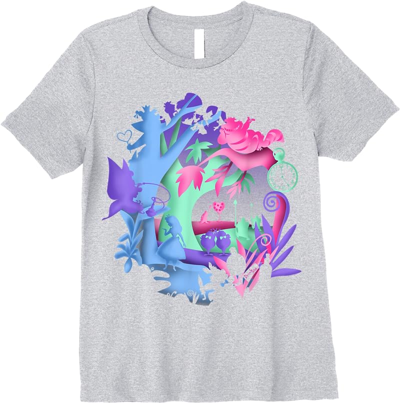 Disney Alice In Wonderland Neon Forest Silhouette T Shirts Sport Grey Disney Alice In Wonderland Neon Forest Silhouette T Shirts Sport Grey