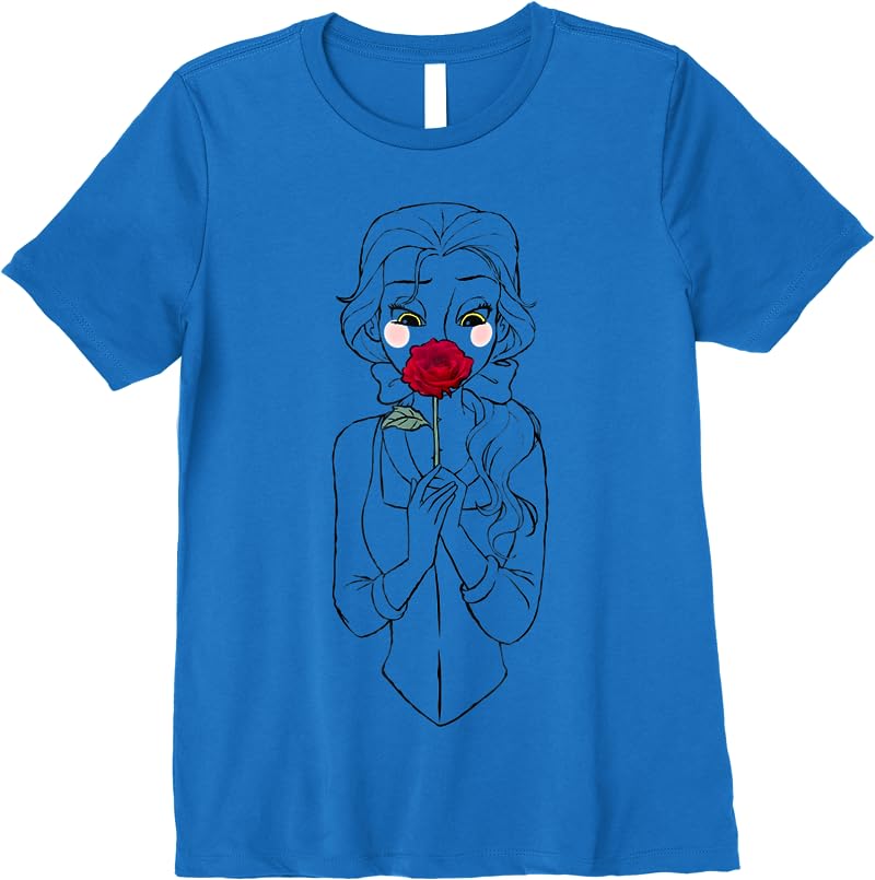 Disney Beauty And The Beast Belle And Rose T Shirts Royal Blue Disney Beauty And The Beast Belle And Rose T Shirts Royal Blue