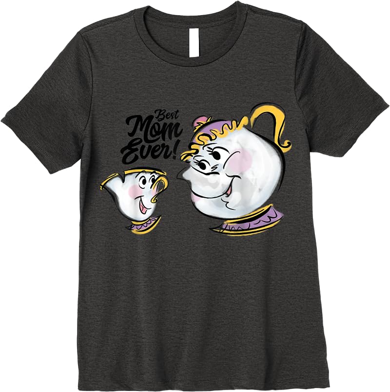 Disney Beauty And The Beast Chip Mrs Potts Best Mom Ever T Shirts Dark Heather