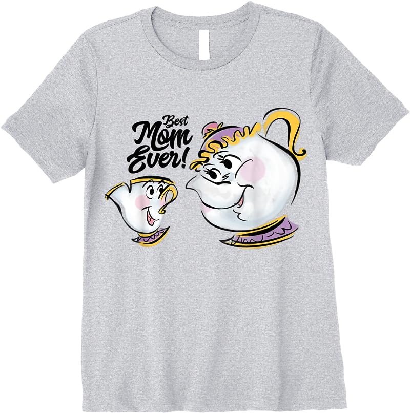 Disney Beauty And The Beast Chip Mrs Potts Best Mom Ever T Shirts Sport Grey