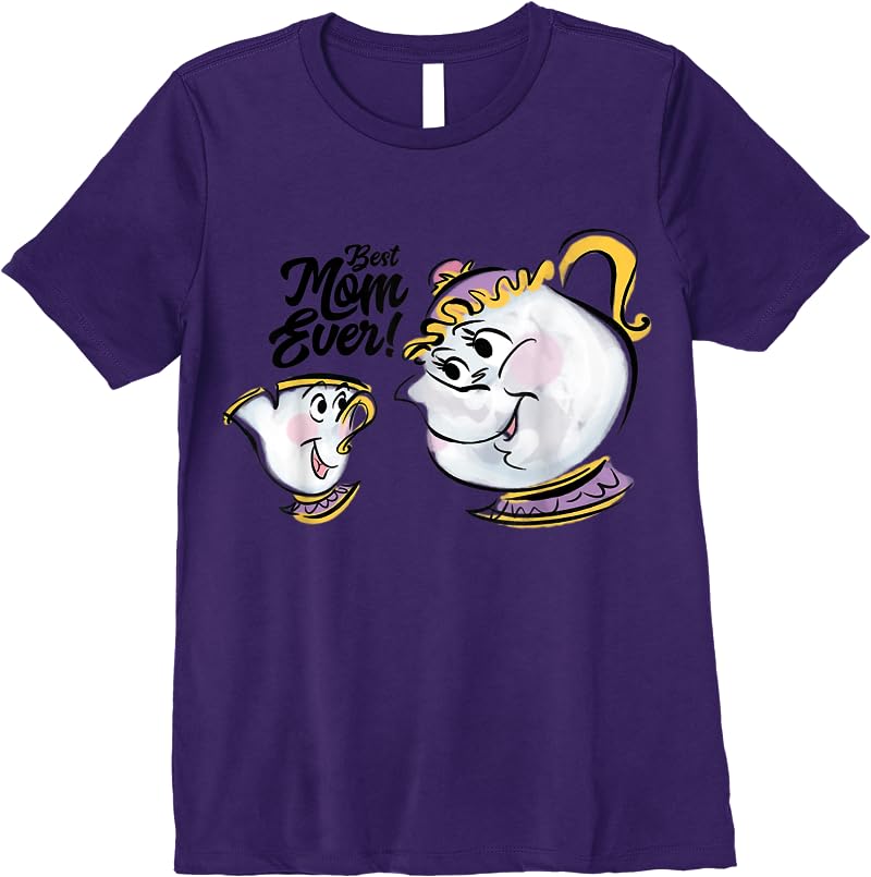 Disney Beauty And The Beast Chip Mrs Potts Best Mom Ever T Shirts Purple