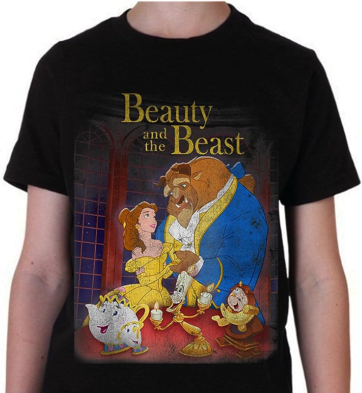 Disney Beauty And Beast Vintage Group Shot T-Shirts: Distressed Look for Fans Disney Beauty And Beast Vintage Group Shot T-Shirts: Distressed Look for Fans