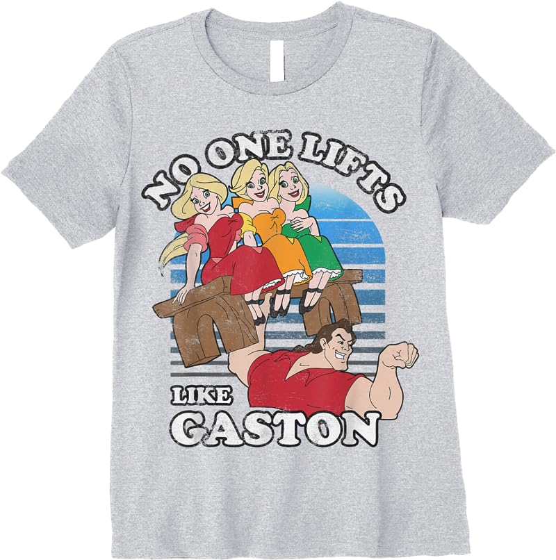 Disney Beauty And The Beast Lifts Like Gaston T Shirts Sport Grey Disney Beauty And The Beast Lifts Like Gaston T Shirts Sport Grey