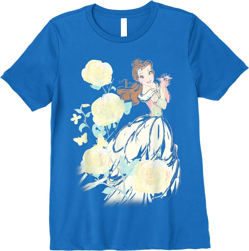 Disney Beauty The Beast Belle Watercolor Rose T Shirts Royal Blue Disney Beauty The Beast Belle Watercolor Rose T Shirts Royal Blue
