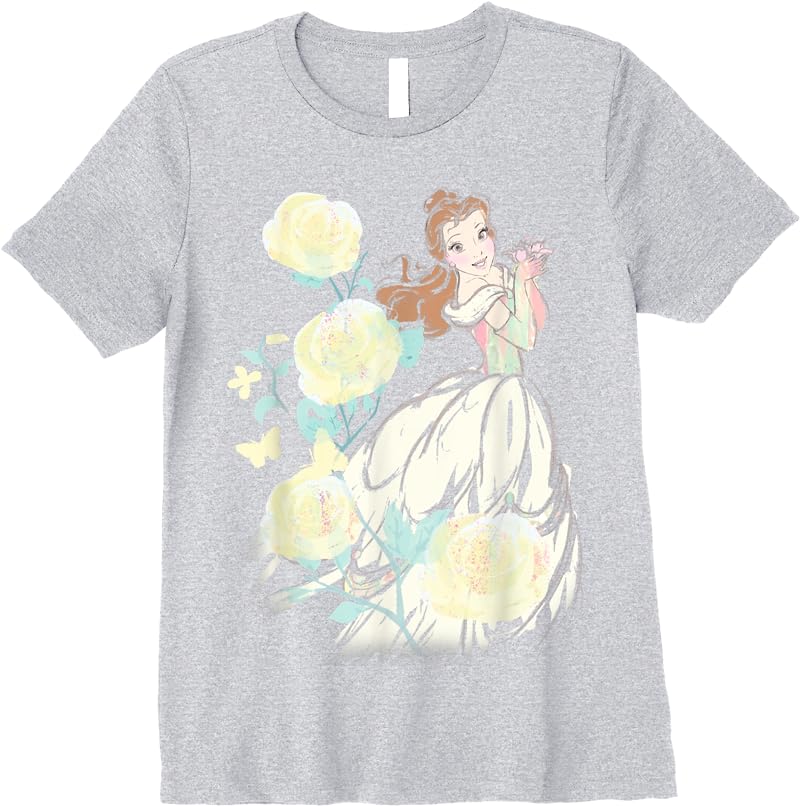 Disney Beauty The Beast Belle Watercolor Rose T Shirts Sport Grey Disney Beauty The Beast Belle Watercolor Rose T Shirts Sport Grey