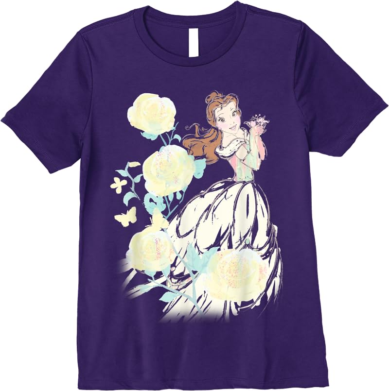 Disney Beauty The Beast Belle Watercolor Rose T Shirts Purple Disney Beauty The Beast Belle Watercolor Rose T Shirts Purple