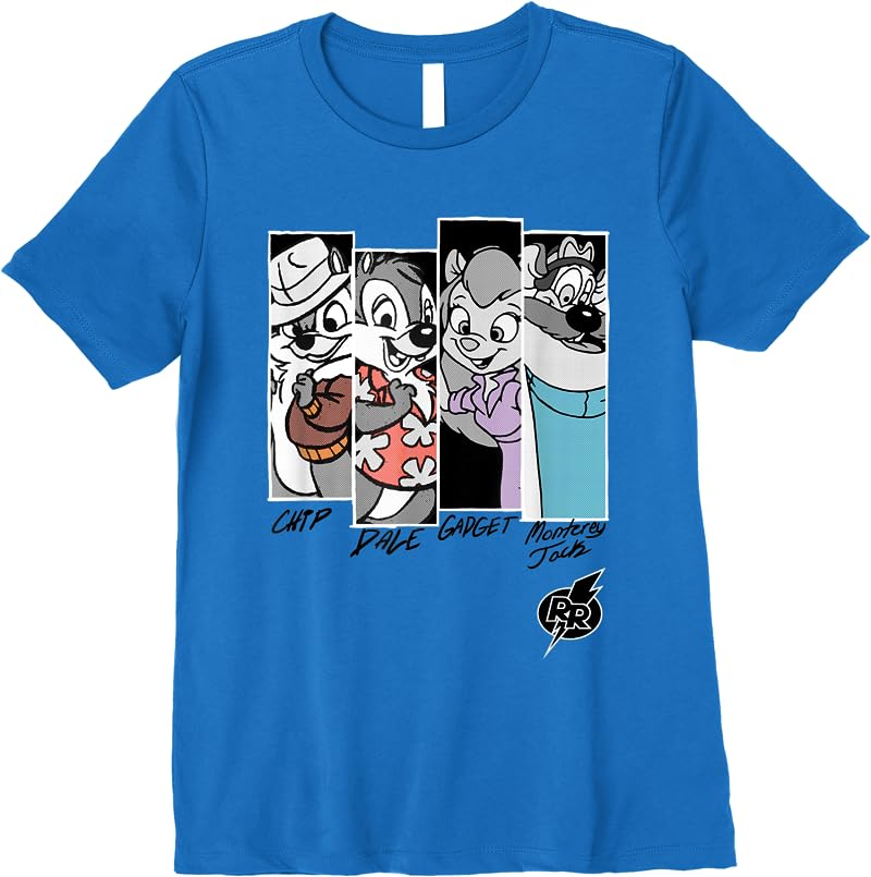 Disney Chip N Dale Rescue Rangers Black And White Panels T Shirts Royal Blue