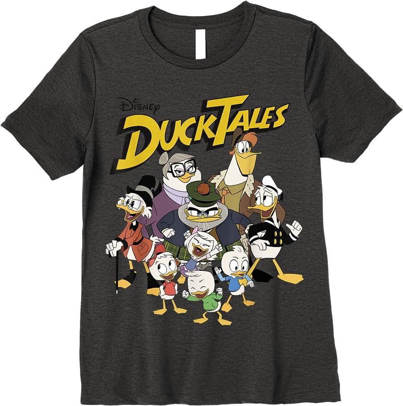 Disney Ducktales Group Shot Logo T Shirts Dark Heather