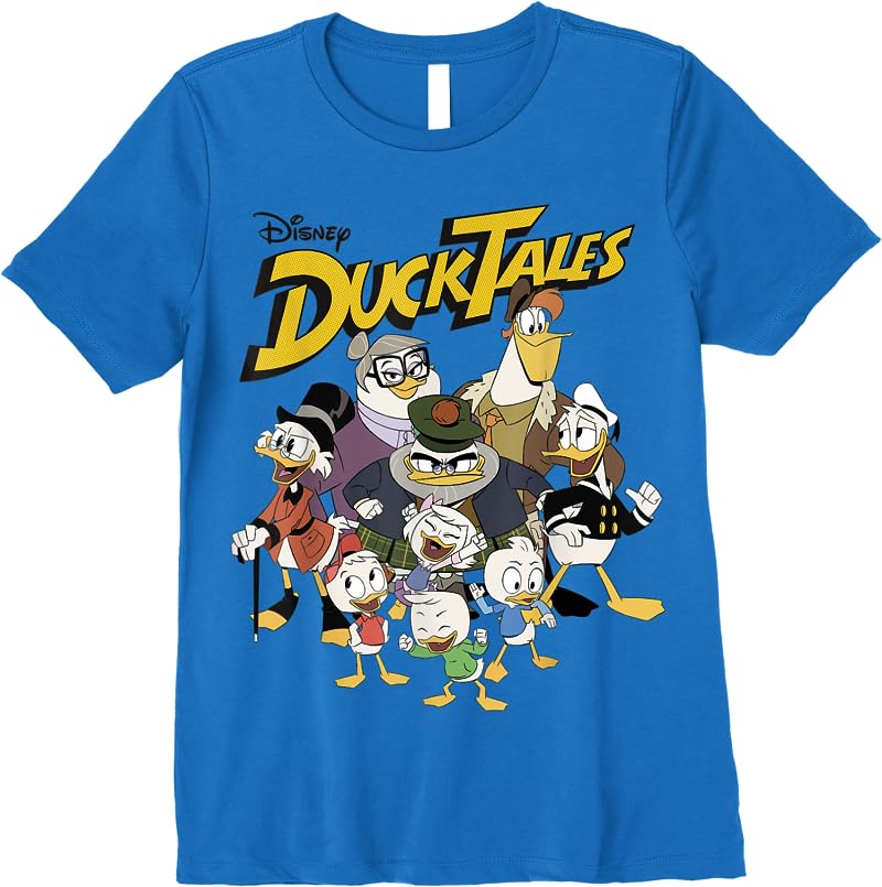 Disney Ducktales Group Shot Logo T Shirts Royal Blue