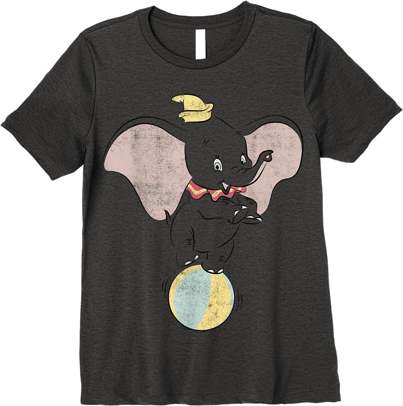 Disney Dumbo Ball Portrait T Shirts Dark Heather Disney Dumbo Ball Portrait T Shirts Dark Heather