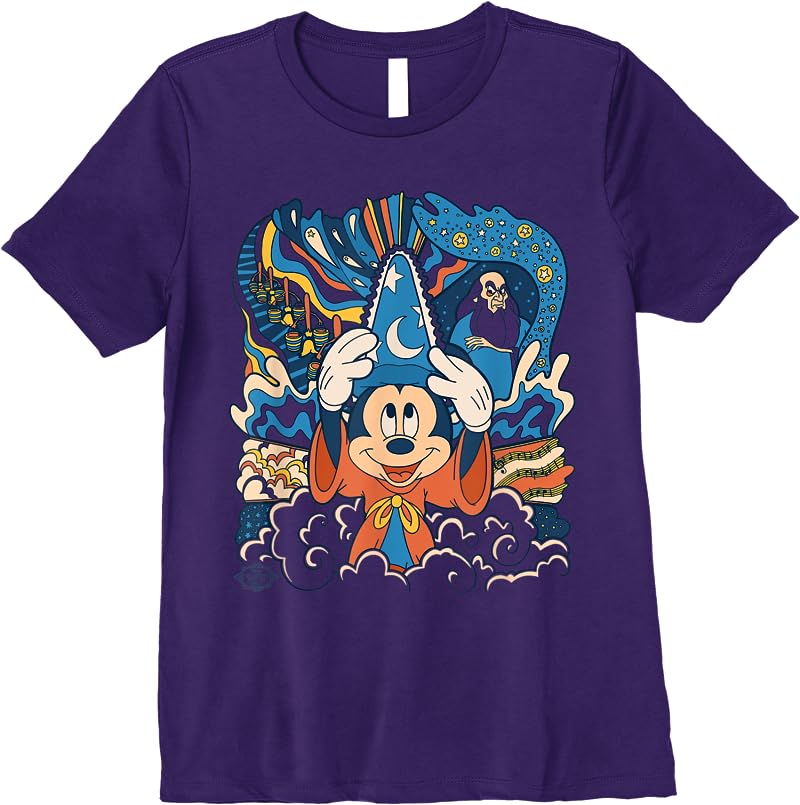 Disney Fantasia Mickey Mouse Sorcerers Apprentice Retro T Shirts Purple Disney Fantasia Mickey Mouse Sorcerers Apprentice Retro T Shirts Purple