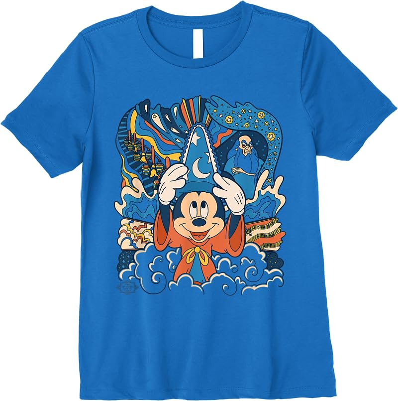Disney Fantasia Mickey Mouse Sorcerers Apprentice Retro T Shirts Royal Blue Disney Fantasia Mickey Mouse Sorcerers Apprentice Retro T Shirts Royal Blue