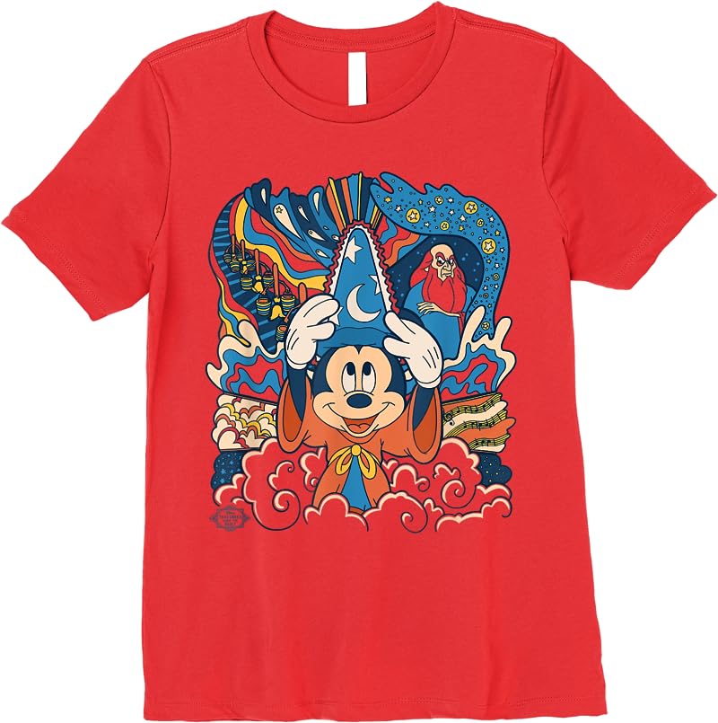 Disney Fantasia Mickey Mouse Sorcerers Apprentice Retro T Shirts Red Disney Fantasia Mickey Mouse Sorcerers Apprentice Retro T Shirts Red