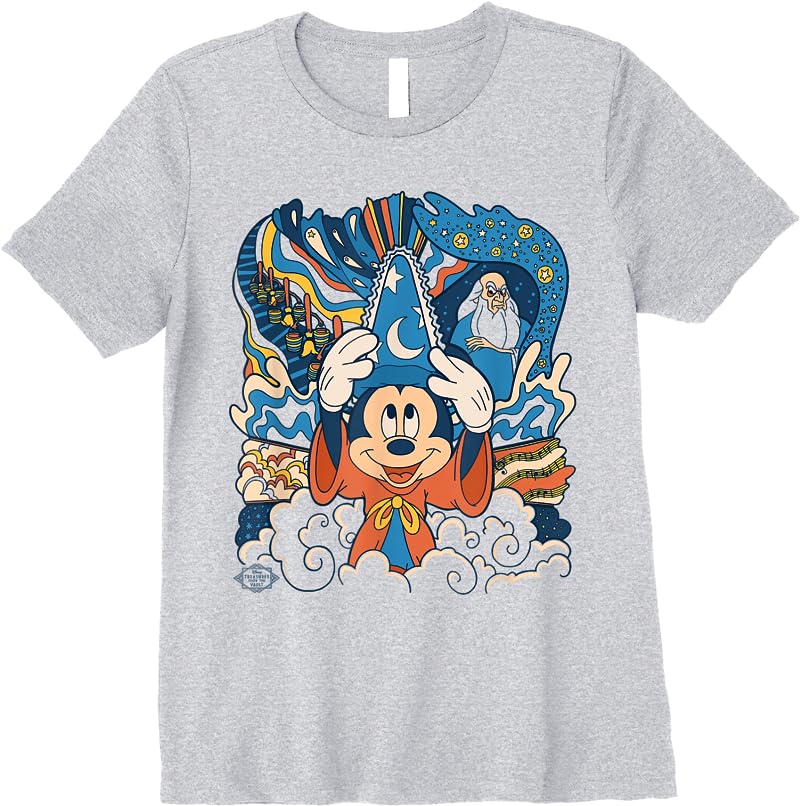 Disney Fantasia Mickey Mouse Sorcerers Apprentice Retro T Shirts Sport Grey Disney Fantasia Mickey Mouse Sorcerers Apprentice Retro T Shirts Sport Grey