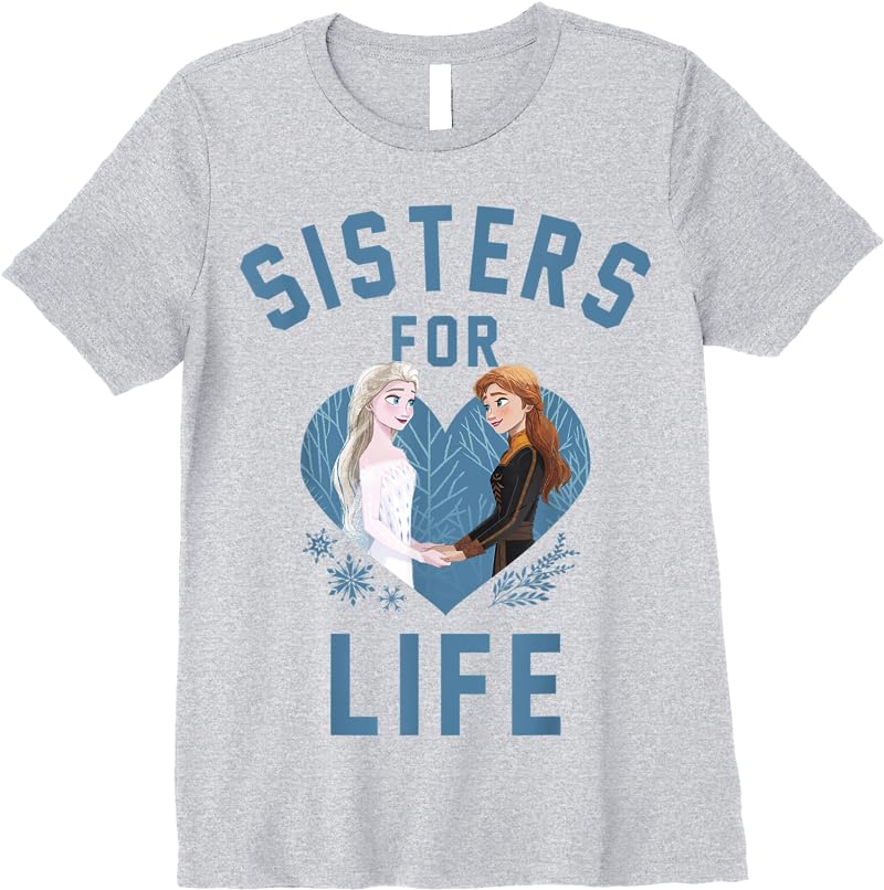 Disney Frozen 2 Anna Elsa Sisters For Life Portrait T Shirts Sport Grey Disney Frozen 2 Anna Elsa Sisters For Life Portrait T Shirts Sport Grey