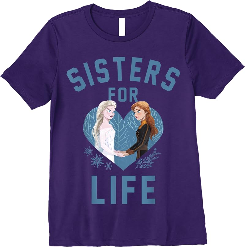 Disney Frozen 2 Anna Elsa Sisters For Life Portrait T Shirts Purple Disney Frozen 2 Anna Elsa Sisters For Life Portrait T Shirts Purple
