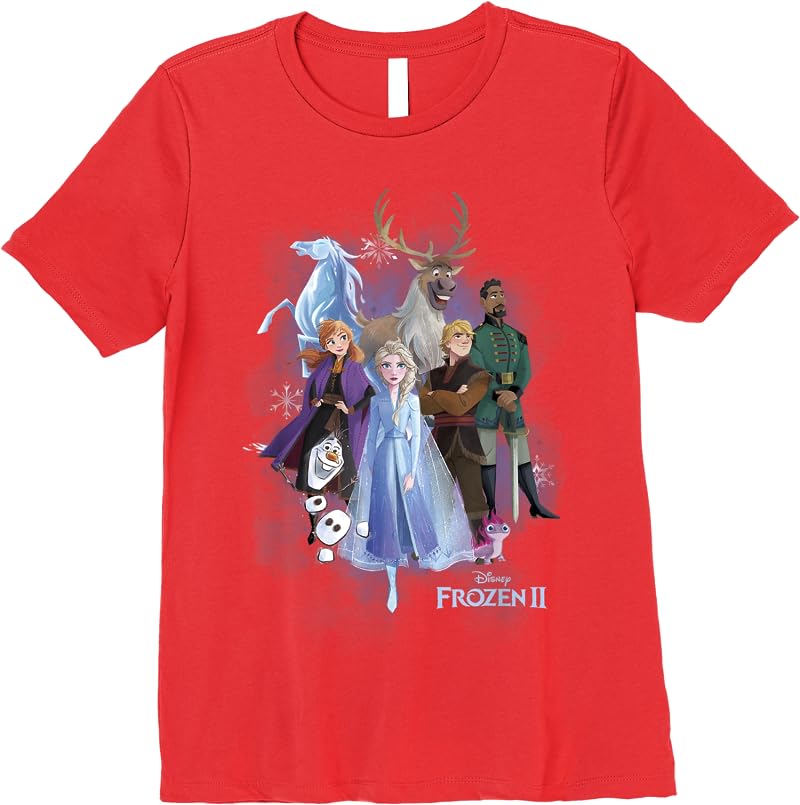 Disney Frozen 2 Group Shot Walking Into Forest T Shirts Red Disney Frozen 2 Group Shot Walking Into Forest T Shirts Red