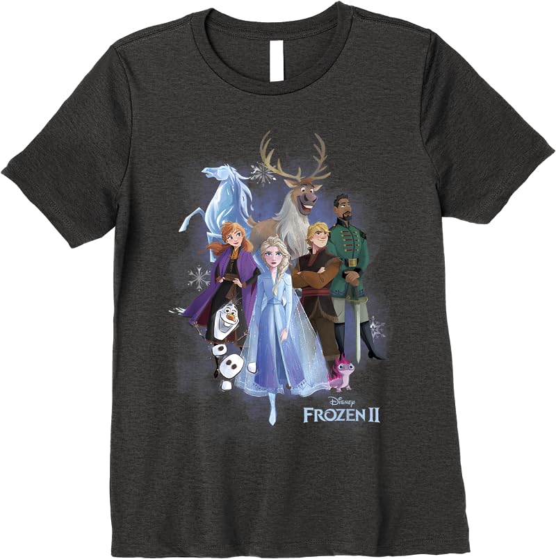 Disney Frozen 2 Group Shot Walking Into Forest T Shirts Dark Heather Disney Frozen 2 Group Shot Walking Into Forest T Shirts Dark Heather