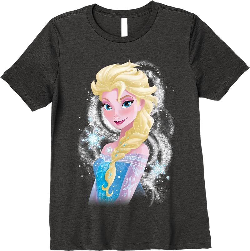 Disney Frozen Elsa Snowflake Swirls Graphic T Shirts Dark Heather Disney Frozen Elsa Snowflake Swirls Graphic T Shirts Dark Heather