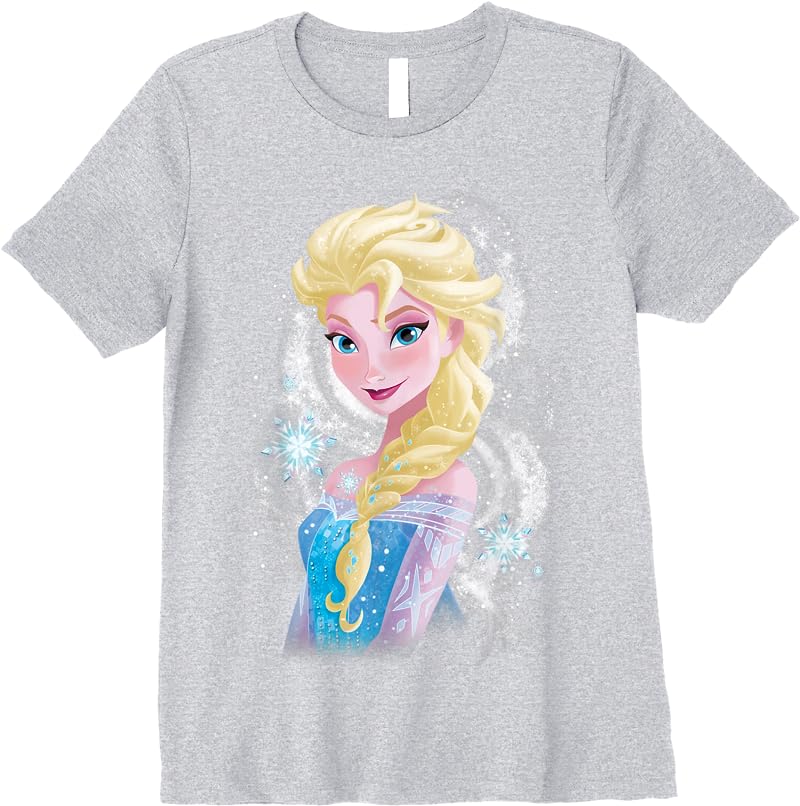 Disney Frozen Elsa Snowflake Swirls Graphic T Shirts Sport Grey Disney Frozen Elsa Snowflake Swirls Graphic T Shirts Sport Grey