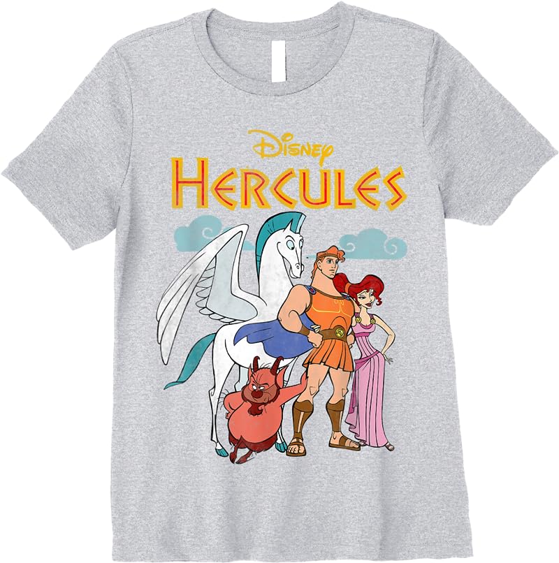 Disney Hercules Classic Group Shot Vintage Graphic T Shirts Sport Grey