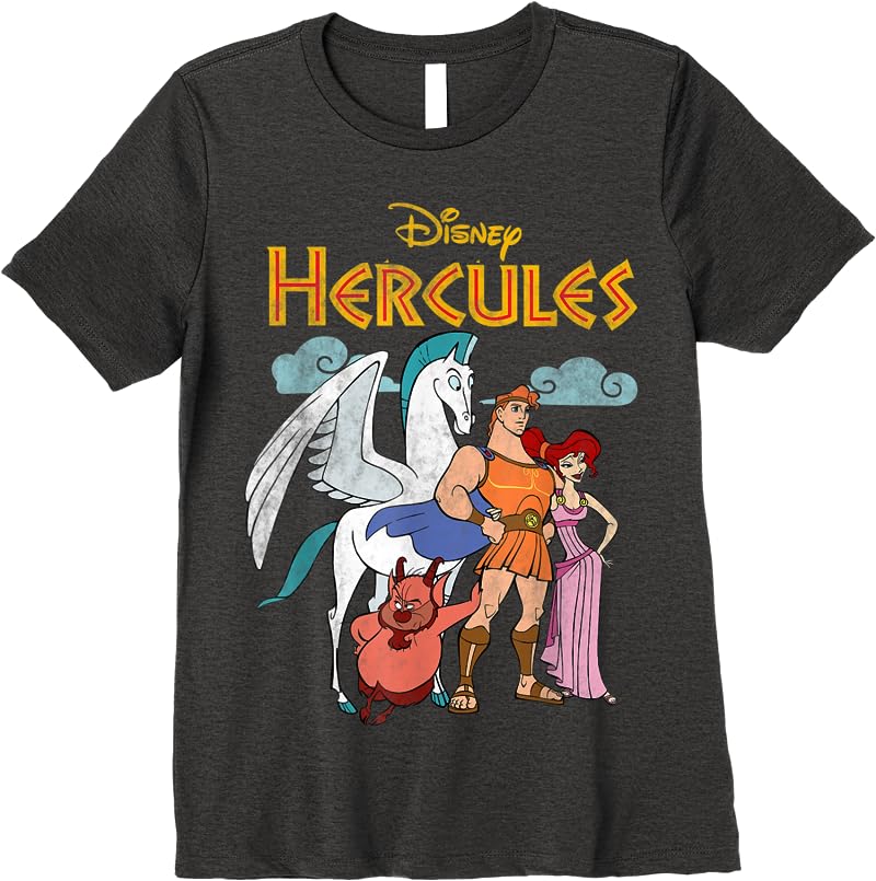 Disney Hercules Classic Group Shot Vintage Graphic T Shirts Dark Heather