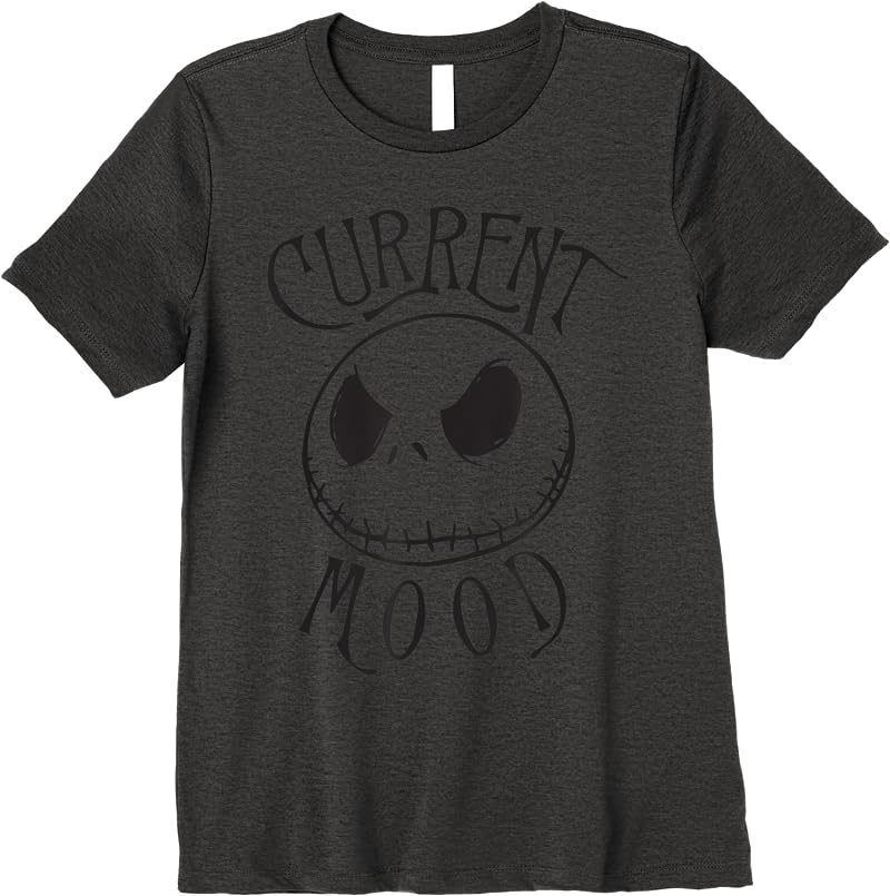 Disney Jack Skellington Mood Holiday T Shirts Dark Heather Disney Jack Skellington Mood Holiday T Shirts Dark Heather