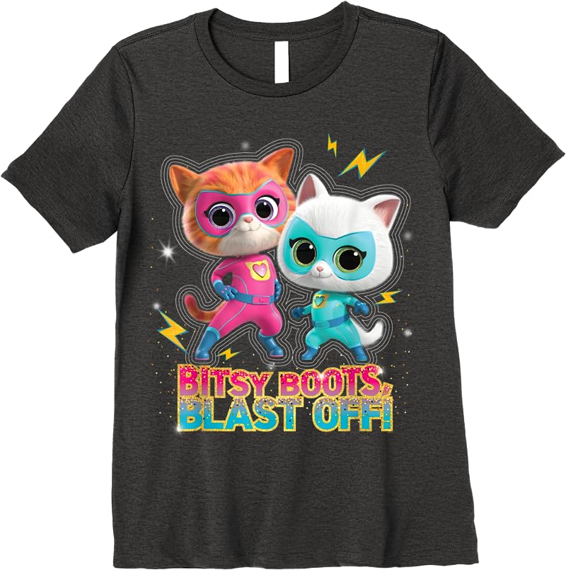 Disney Junior Superkitties Ginny And Bitsy Boots Blast Off T Shirts Dark Heather Disney Junior Superkitties Ginny And Bitsy Boots Blast Off T Shirts Dark Heather