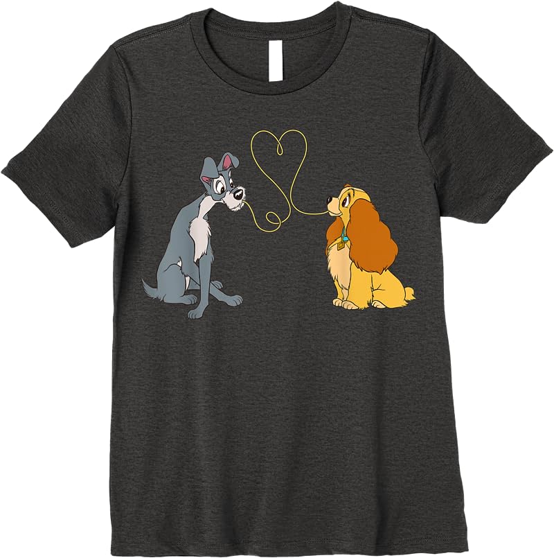 Disney Lady And The Tramp Bella Notte T Shirts Dark Heather