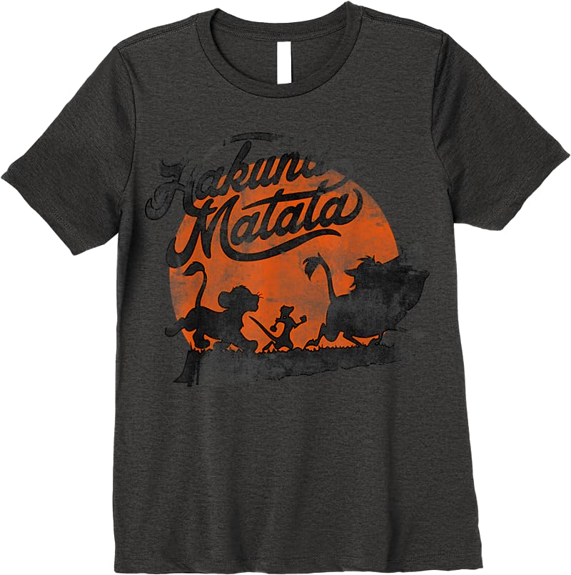 Disney Lion King Hakuna Matata Orange Sunset Vintage T Shirts Dark Heather Disney Lion King Hakuna Matata Orange Sunset Vintage T Shirts Dark Heather
