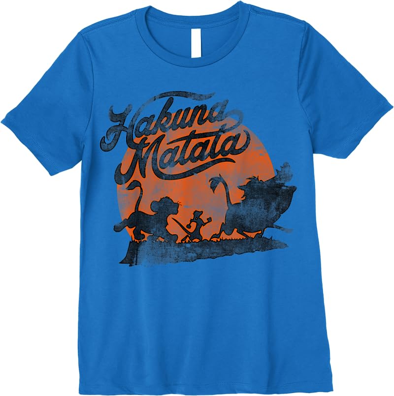 Disney Lion King Hakuna Matata Orange Sunset Vintage T Shirts Royal Blue Disney Lion King Hakuna Matata Orange Sunset Vintage T Shirts Royal Blue