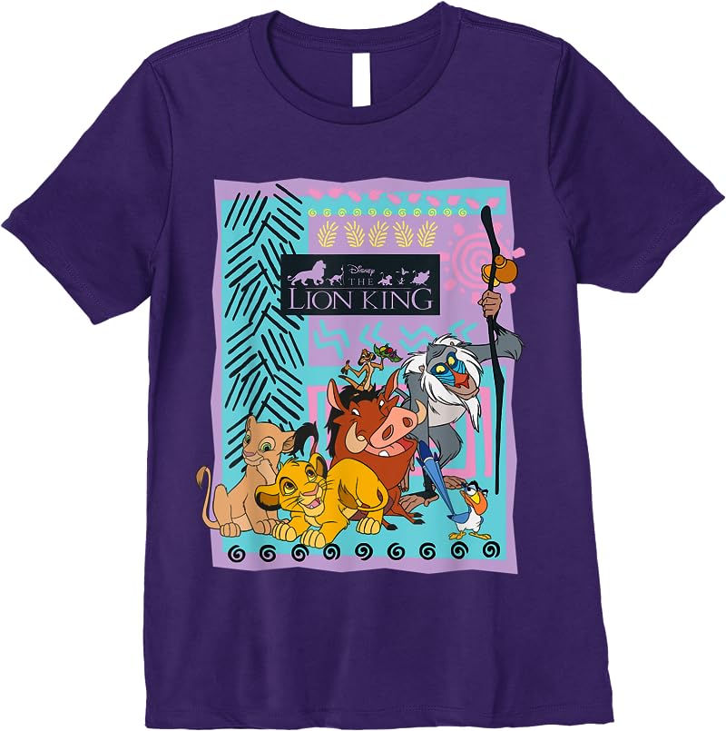 Disney Lion King Retro Group Shot T Shirts Purple