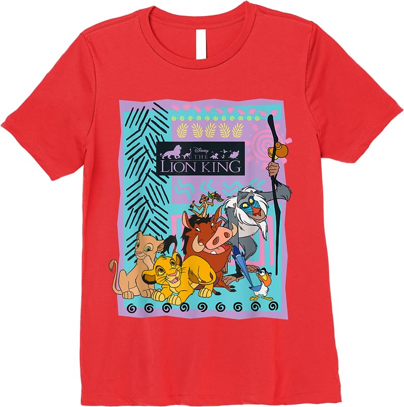 Disney Lion King Retro Group Shot T Shirts Red