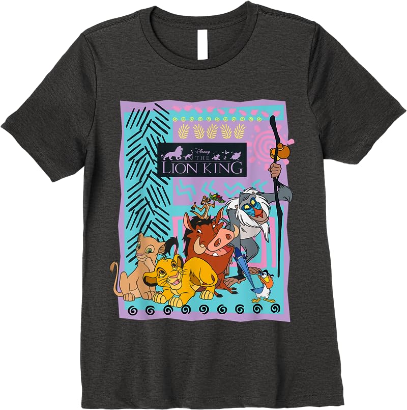 Disney Lion King Retro Group Shot T Shirts Dark Heather