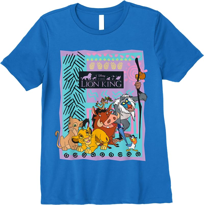 Disney Lion King Retro Group Shot T Shirts Royal Blue