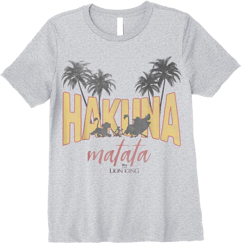 Disney Lion King Vintage Hakuna Matata Logo Graphic T Shirts Sport Grey
